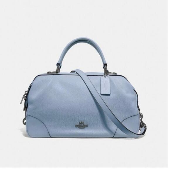 Coach Handbags - Coach PEBBLE LEATHER LANE SATCHEL Mist light lavender‎ blue new!!